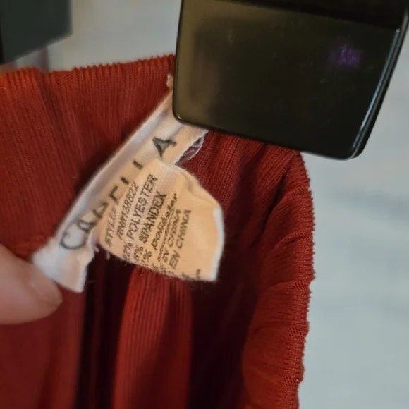 Rust Red Ribbed Drawstring Pants - Picture 2 of 6